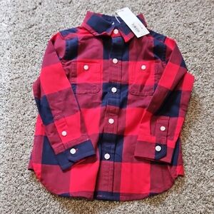 Plaid Red and Blue Kids Shirt